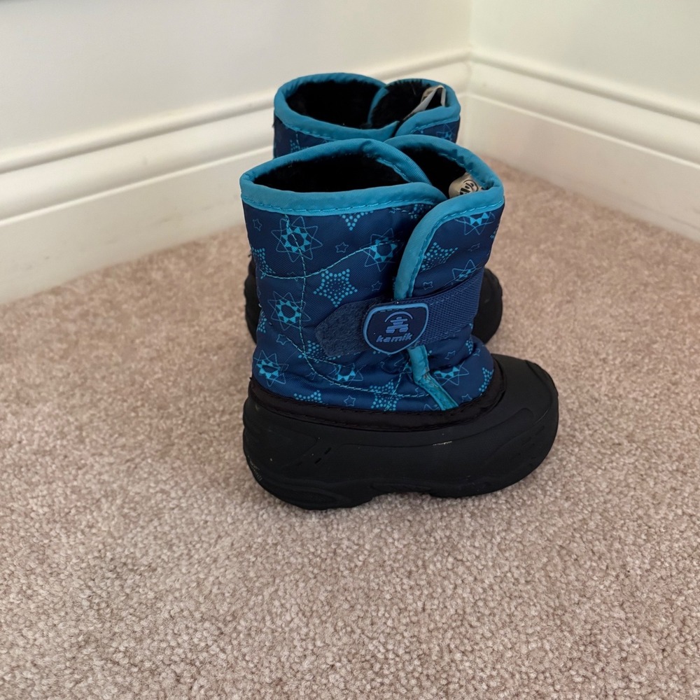 Kamik Snowybug2 Toddler Blue Star Print Waterproof Winter Snow Boots Size 6